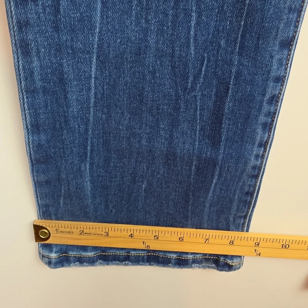 KanCan Flare Leg Jeans Women's 7/27 Blue‎ Distressed Cut #47067